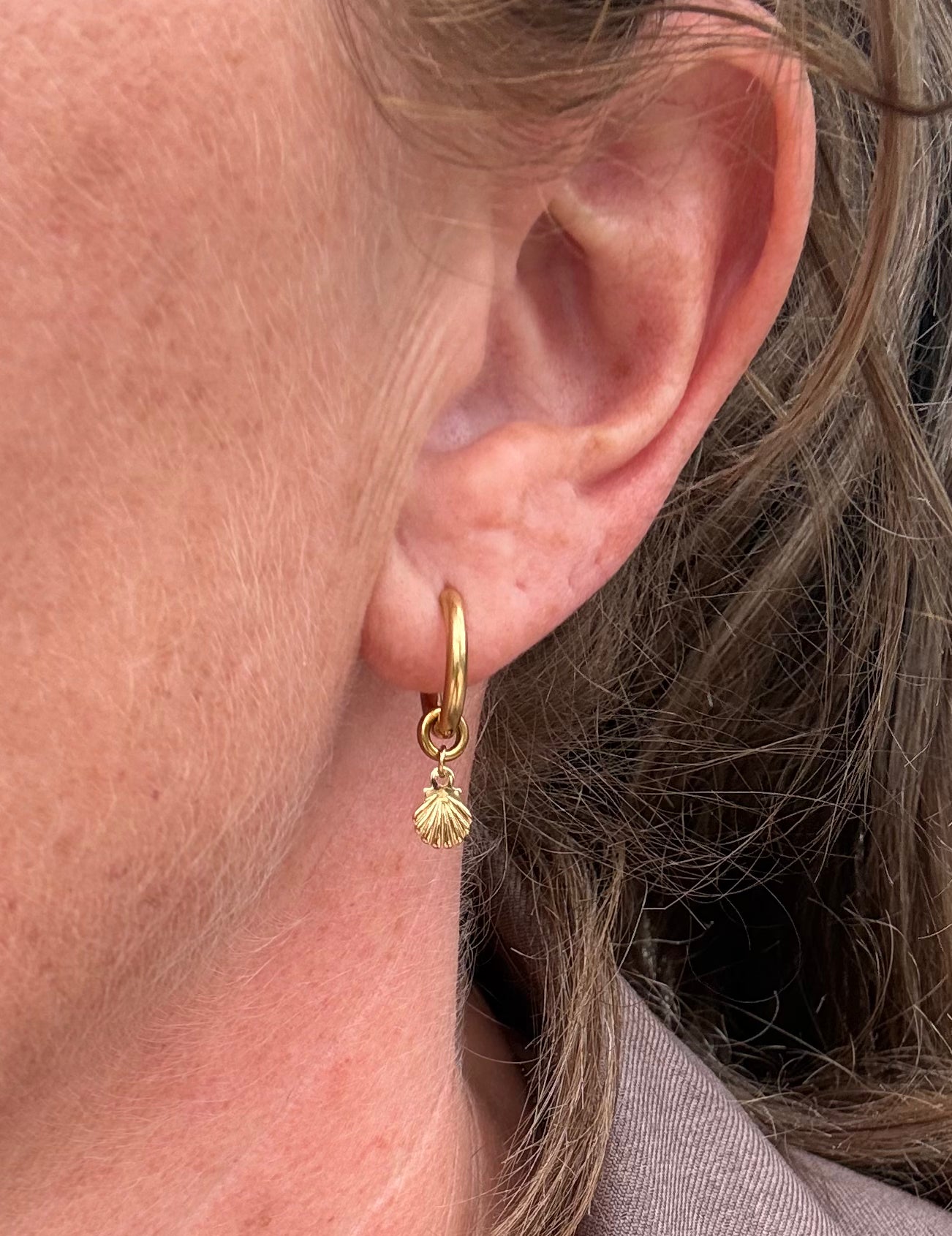 Golden Shell Hoops