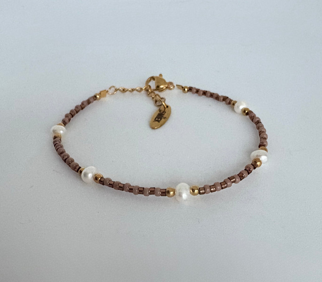 Brown & pearls