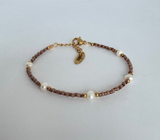 Brown & pearls