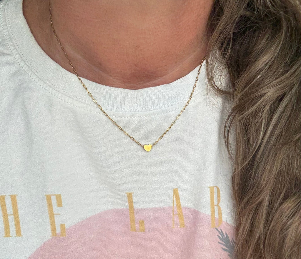 Stainless steel gouden ketting met hartje.