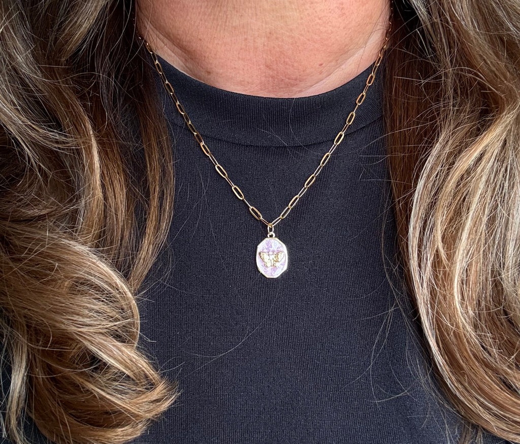 Stainless steel gouden ketting met gold-plated vlinder.